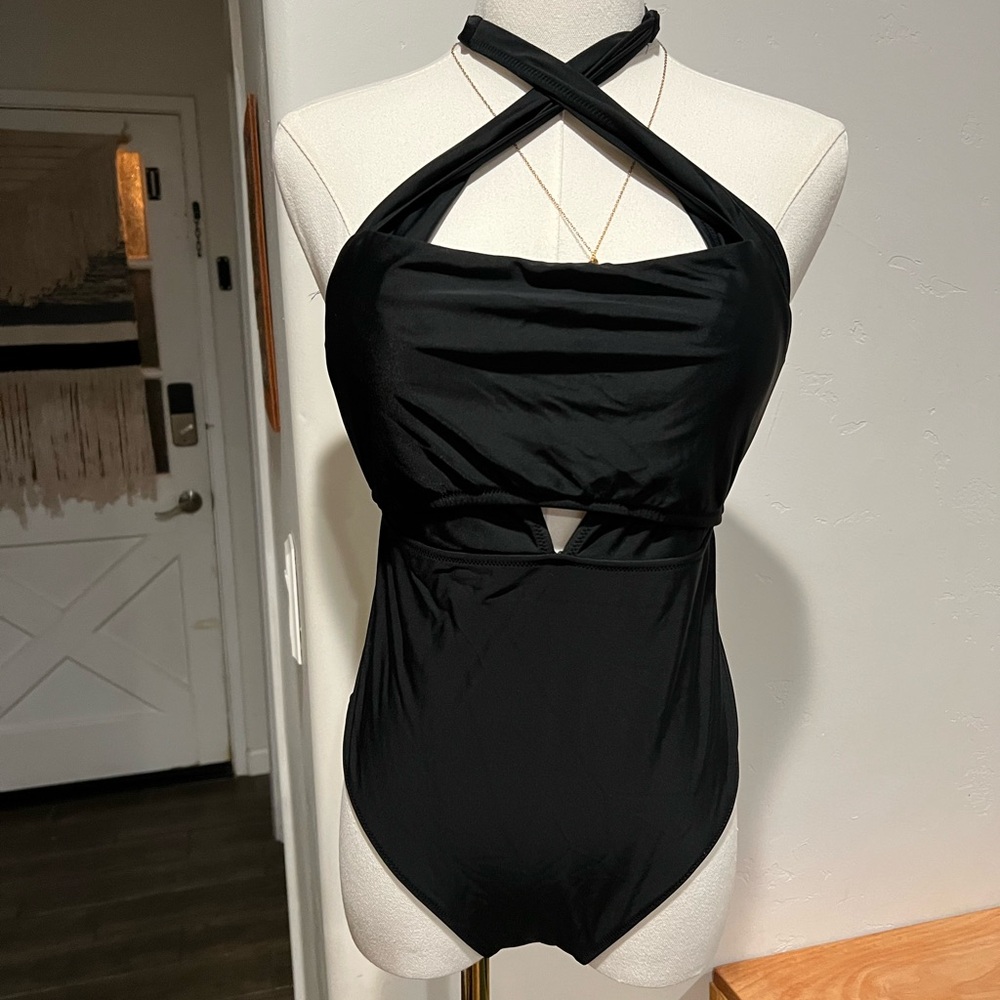 Aerie Black Full Coverage One Piece